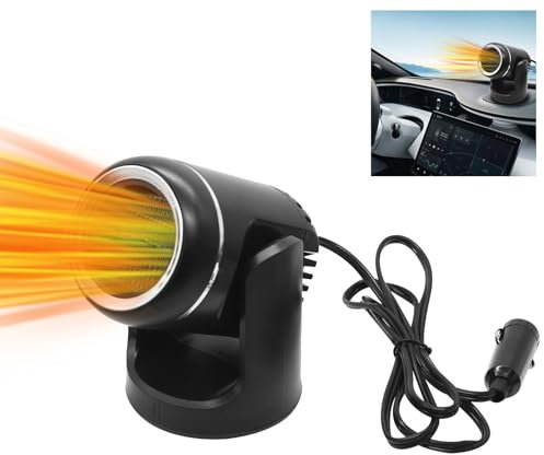 Horuili® Chauffage Voiture Portable, 2 en 1 Chauffage & Refroidissement Ventilateur de Voiture, Chauffage Desembuage Voiture, 12V 120W Dégivreur de Pare-Brise de Voiture, Chauffage de Voiture