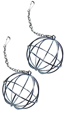 FONDOTIN 2pcs Hanging Ball Feeder Stainless Steel Rabbit Grass Holder Pet Feeding Supplies for Guinea Pigs Hamsters Chinchillas Small Animals
