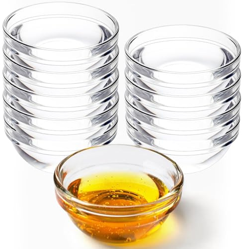 Lot de 10 mini bols à sauce ronds de 7,5 cm de diamètre - Mini bols en verre de 80 ml - Pour sauce, sauce, sauce, petits bols pour sauce, sauce, petits bols pour sauce, confiture, pour lave-vaisselle