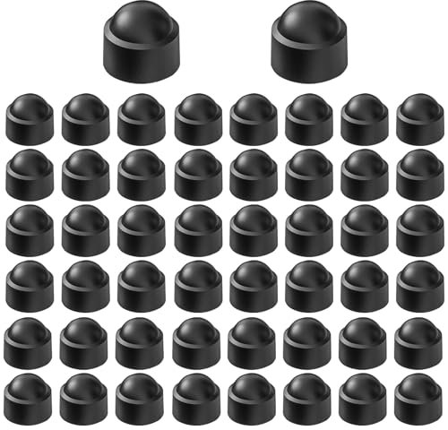 Tapones de Tuerca, 50 Piezas M8 Tapa Hexagonal, Tapa Hexagonal para Tornillos, Protectora Redonda, Tapones de Rosca de Plástico, Plástico para Tornillos y Tuercas, Negro