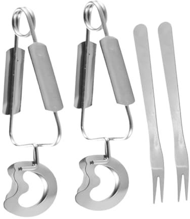 HEALEEP 2sets Stainless Steel Clip Escargot Tongs Snail Baking Food Serving Tool for Home Restaurant Kitchen Cooking