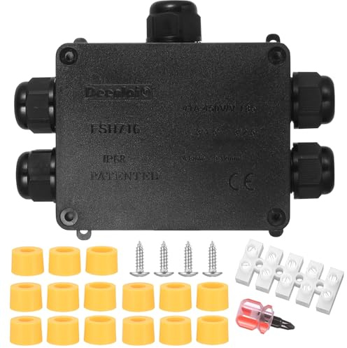 Scatola Derivazione Esterna, Scatola di Giunzione Impermeabile IP68, Scatola Elettrica da Esterno, Scatola di Giunzione per Cavo Ø4-12mm Connettori Pressacavo con Cacciavite (5 Vie-B)