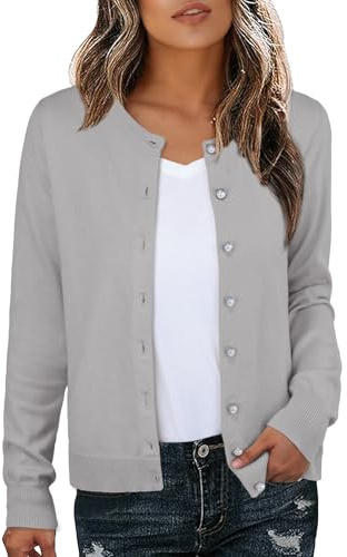 GRECERELLE Dam mjuka koftor elegant lätt långärmad damcardigan stickad jumper pärla button-down-tröjor för kvinnor Storbritannien, höst, vinter, dejting och fest