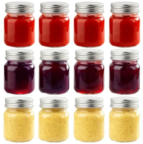 Otauoaea Pack de 12 Tarros de Cristal Mini, 160ml | Botes de Cristal con Tapa Hermeticos | Mason Jars para Mermelada, Miel, Especias