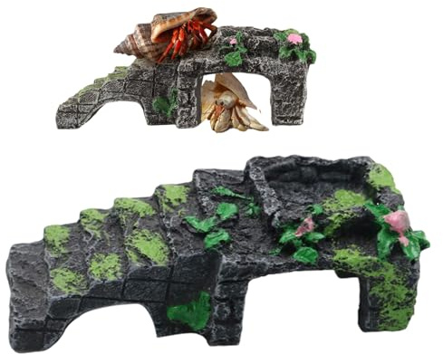 Abitato da Arrampicata per granchi eremiti | Giocattolo da Arrampicata in Resina con di mangime | Rampa Decorativa per rettili per Rilassarsi criceti Che dormono, Giocare, gechi, Rane