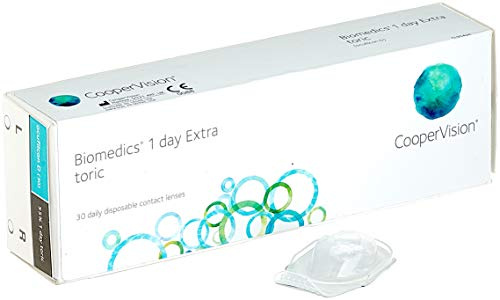 Biomedics 1-Day Extra Toric Lentes de contacto tóricas diarias, R 8.7, D 14.5, -5.5 dioptría, cilindro -0.75, eje 20-30 lentillas