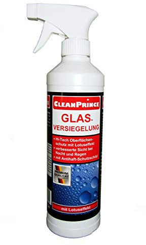 CleanPrince 500 ml Glasversiegelung Scheibenversiegelung Regenabweiser Glasimprägnierung Glas-Imprägnierung Lotuseffekt Autoglas Versiegelung Autoscheibenversiegelung Dusche Rain Glas Scheiben