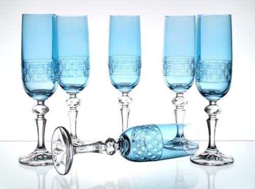 Set 6 copas de champán copas de cristal (Champán Prosecco Cava plomo 24% Champán Cristal