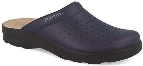 Fly Flot | Man Professional, Zoccoli Sanitari Uomo, Ciabatta con Tomaia in Pelle Forata, Sottopiede in Pelle Scamosciato, Blu, 42