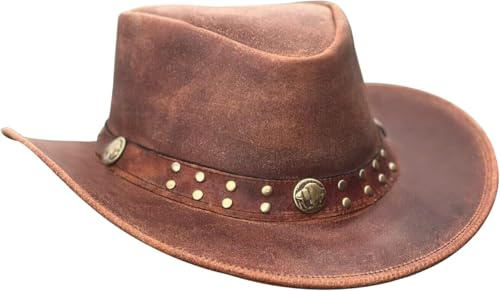 Brandslock Sombrero de Estilo Vaquero Australiano de ala Ancha de Estilo para Hombre (Camello, S)