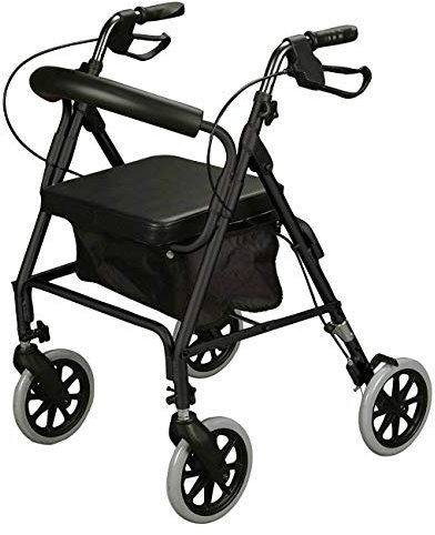 Ultra Lightweight rollator Mobility Walker 4 Wheeled Walking aid with Padded seat by FreeToBe Mobility Equipment (Black)