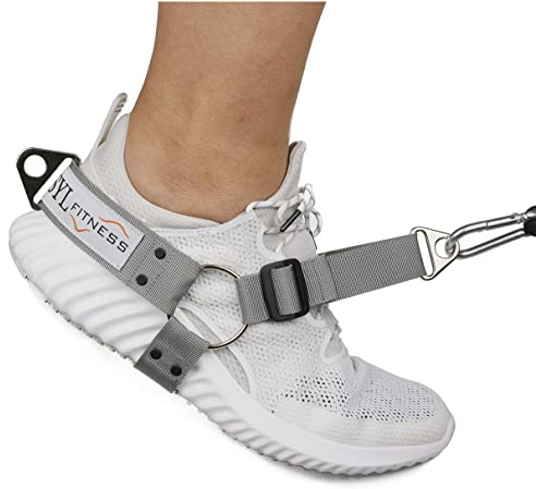 Glute Workout Kickback Strap – Booty Building and Workout Trainer – Home and Gym Leg Resistance Booty Bands for Cable Machines (Gray, Pair Pack)