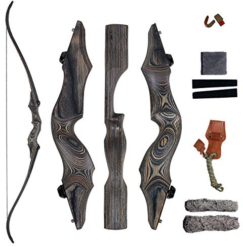 SinoArt 58 Takedown Recurve Bow Bamboo Limbs Archery Left Bow Handed Riserfor Hunting Target Shooting 25-65Lbs(60Lbs, Left Hand)