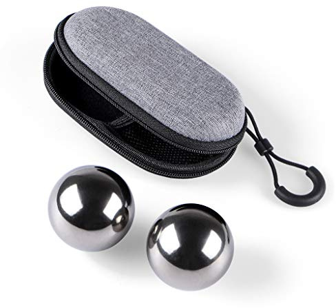MDLUU Stainless Steel Baoding Balls, 1.57 Inches Non - Chime Hand Massage Balls with Case, for Hand Exercise, 1 Pair