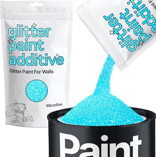 Hemway Baby Blue Iridescent Glitter Paint Additive Microfine 100g | for Paints & Varnish | Paint Walls Sparkly Add to Emulsion, Acrylic or Lacquer Indoor