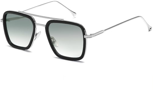 SHEEN KELLY Lunettes de soleil Hommes Femmes Rétro Pilote Carré Cadre en métal Rectangle Classique Mode Lunettes