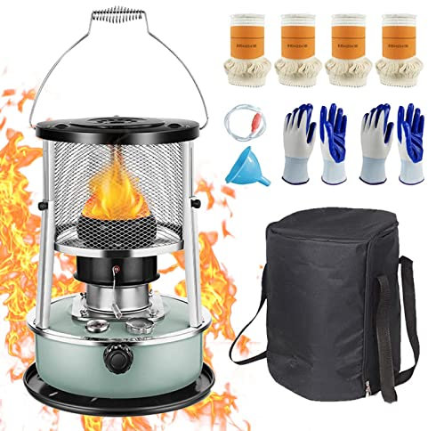 fikujap Tragbarer Petroleumofen für Innenräume Petroleumheizer, Mobile Petroleumheizung, Petroleum Heizung Heizer, Camping Heizofen und Kochen,Grün