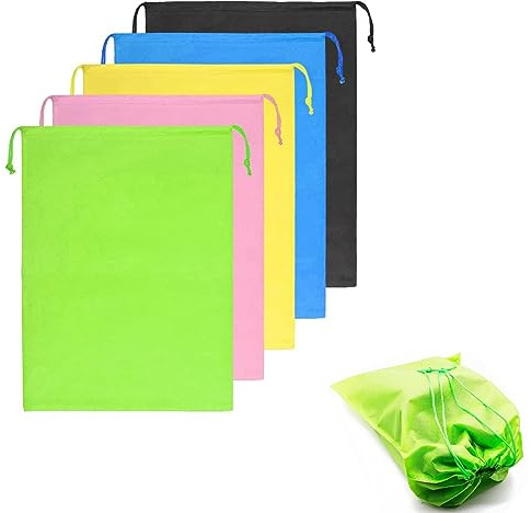 5Pcs Travel Drawstring Shoe Bags,Portable Travel Non-Woven Shoe Packing Organizers Tote Bags Drawstring,Multifunctional Shoe Bag Storage Bags for Men and Women Travel Accessories(5colors