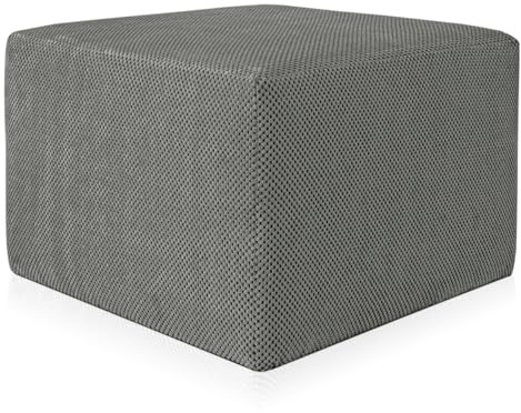 Deshome - Puf reposapiés sofá 63 x 63 x 44 cm tela repelente al agua efecto terciopelo: Puf de diseño moderno, sofá salón dormitorio Puff reposapiés Puffs salón salón demeter gris oscuro