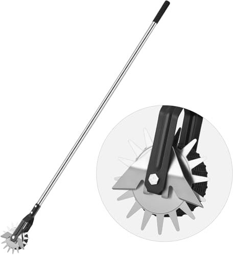 HAUSPROFI Rasenkantenschneider auf Rollen, Rasentrimmer mit Stiel, Kantenschneider Rasen Einstellbar, 3 Kombinationshöhen (100cm / 135cm / 170 cm)