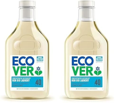 Ecover Concentrated Non-Bio, Laundry Detergent, Laundry Washing Liquid, Fresh Lavender and Sandalwood Scent, 1 x 40 Washes, 1.43L (Pack of 2)