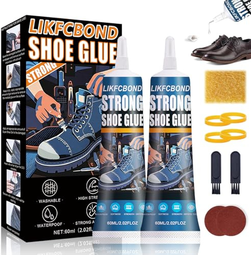 LIKFCBOND Colle Chaussures Semelle Extra Forte, 2Pcs 60ML Colle pour Semelles, Colles Chaussur pour Réparation de Tous Types de Semelles Fissurées - Imperméable, Séchage Rapide Transparent