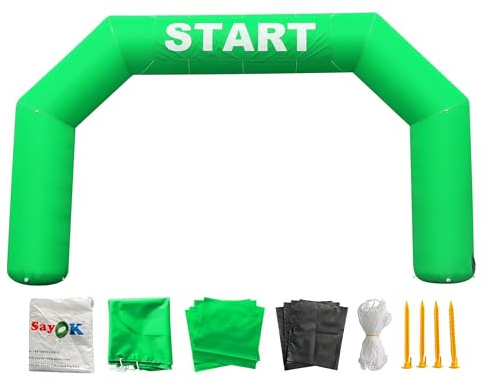 Sayok arco inflable al aire libre arqueada inflable línea de salida inflable raza arco banner con soplador de aire para evento promocional (verde)