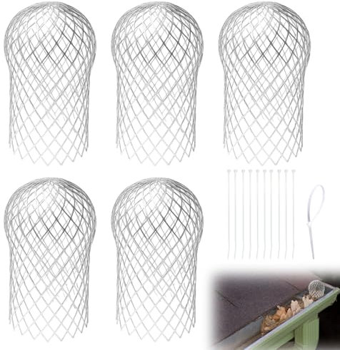 Lot de 15 protections pour gouttières avec serre-câbles, protection efficace pour les tuyaux de descente de 3 à 15 cm de diamètre, empêche le colmatage causé par les feuilles et la saleté, idéal pour