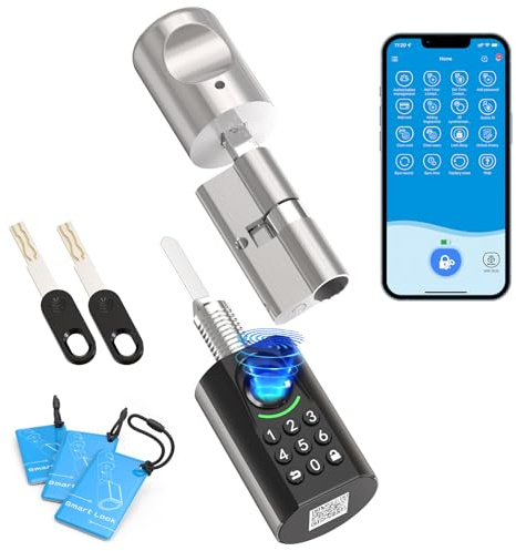 WELOCK U71 Türschloss Fingerabdruck,Elektronisches Türschloss Code mit RFID Karte,APP,WiFi,Fingerabdruck Schloss Haustür IP65,Smartes Türschloss Schließzylinder für Türen von 60-90mm,Smart Lock