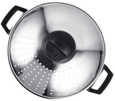 BESPORTBLE Pentola per Pasta in Acciaio con Scolapasta e Coperchio Sicuro Riscaldamento Rapido Risparmio Energetico e Manico Ergonomico Facile da Pulire e Leggera per Cucina Induzione