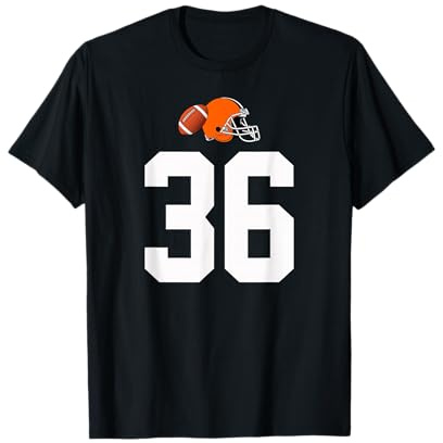 Americano Fútbol Casco Estilo Vintage Número 36 Camiseta