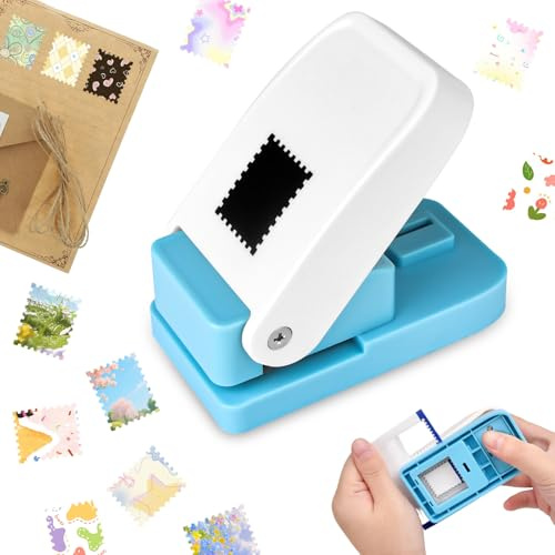 Perforadora de papel cuadrada, perforadora de sellos, perforadora de papel para manualidades, perforadora manual portátil para manualidades, para cartón, álbumes de recortes, envíos, sobres, etiquetas