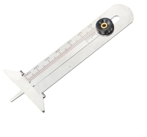 Medidor de profundidad de banda de rodadura de neumático compacto calibrador vernier hecho de acero inoxidable con escala grabada transparente para inspecciones de seguridad de neumáticos eficientes y