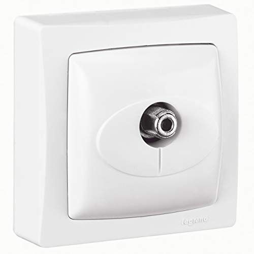 Legrand 086053 Prise Télévision Simple Type F à Visser Appareillage Saillie Complet, Blanc, Lot de 10