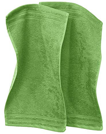 Erwin Müller Gästetuch Heidelberg 2er- Pack 100% Baumwolle apfelgrün Größe 30x50 cm - leichte Qualität, saugstark, schnelltrocknend, kompakt - ideal für Sport, Strand, Reisen