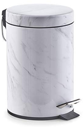 Zeller 18207 Kosmetikeimer 'Marmor', 3 ltr., Metall, Mülleimer für Badezimmer, Treteimer WC