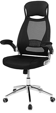 SONGMICS Office Chair High Back, Mesh Office Chair, Swivel Desk Chair, Flip up Armrests, OBN86BUK