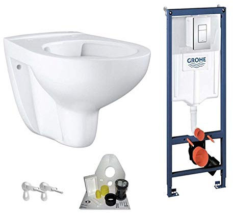 Rapid SL Spülkasten WC BAU Keramik spülrandlos Beschichtung Drückerplatte chrom Komplett-Set