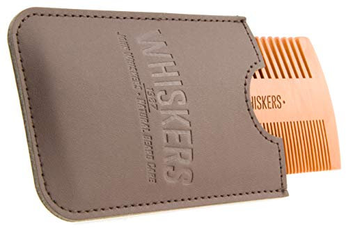 John Whiskers Bartkamm & Reise-Etui - antistatischer Duo-Kamm mit zwei Zahnungen aus ultra leichtem Birnbaumholz