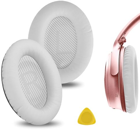 Geekria Ersatz-Ohrpolster für Bose QuietComfort, QC 45/ 35II/ 35IIGaming/ 35/25/ 15/ SE, AE 2/2i/2w, SoundTrue, SoundLink AE2 Kopfhörer, Ohrpolster mit Videoanleitung (weiß)