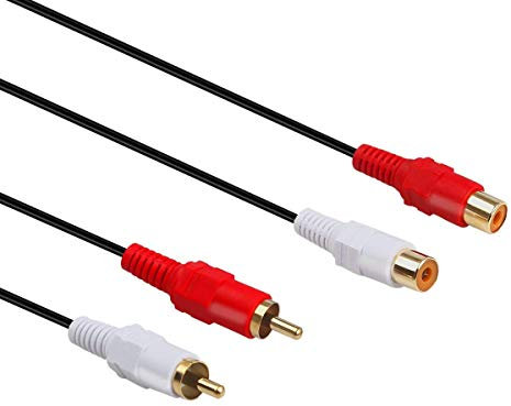 RCA Stereo Audio Extension Cable,Gold-Plated 2x RCA Male to 2x RCA Female (6ft/1.8m)