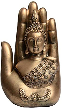 Estatuas Resina Palma Estatua de Buda Decoración del hogar Estatua de Buda Adecuada para Pasillo Dormitorio Sala de Estar y Otros Lugares Oro