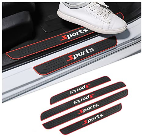 JNNJ 4-Pack Car Door Sill Plate Protectors, Auto Entry Guards, Anti-Scratch Sill Scuff Covers, PVC Rubber for Most Vehicles