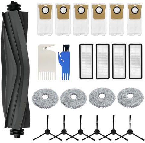 23 Stück Zubehörset für Dreame L20 Ultra, Ersatzteile-1 Rollenbürste, 4 Filter, 4 Wischtücher, 6 Seitenbürsten, 6 Staubbeutel, 2 Reinigungsbürste, Zubehör Kit Staubsaugerzubehör