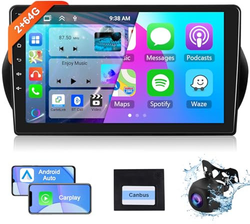 【8 Core 2+64G】Hodozzy Carplay Stereo Auto per Citroen Nemo/Peugeot Bipper/FIAT Fiorino Qubo, 10 Pollice Android Autoradio con Android Auto/WiFi/GPS/RDS/FM/BT/DSP+Telecamera Retromarcia