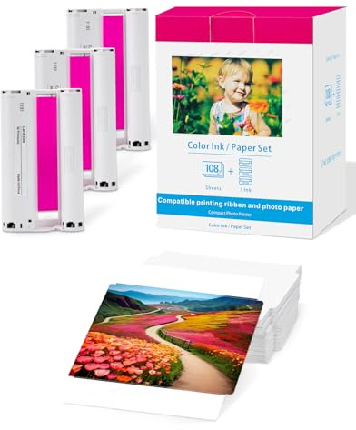 KC-108IP Compatible con Canon Papel Fotográfico y Cartucho Tinta 54 x 86mm