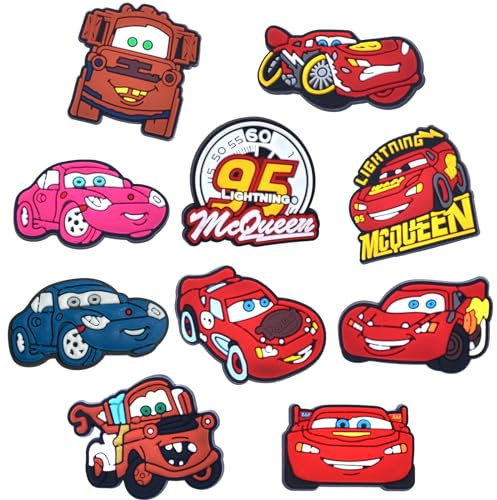Ubephant McQueen Cars Schuhanstecker, Lightning McQueen Schuh Charms, 10Pcs Schuhanstecker Shoe Charms Schuh Dekoration Schuhnadeln Dekorationszubehör Geburtstags Geschenke PartyGeschenke für Kinder