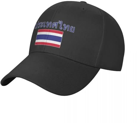 MIATCENRT Klassische Strapback-Cap – Thailand-Ländername Mit Flaggenmuster, Sonnenhüte, Verstellbarer Sommer-/Strandhut, Baseball-Cap Für Herren, Sport-Cap Für Outdoor-Männer, Schwarz, Einheitsgröße
