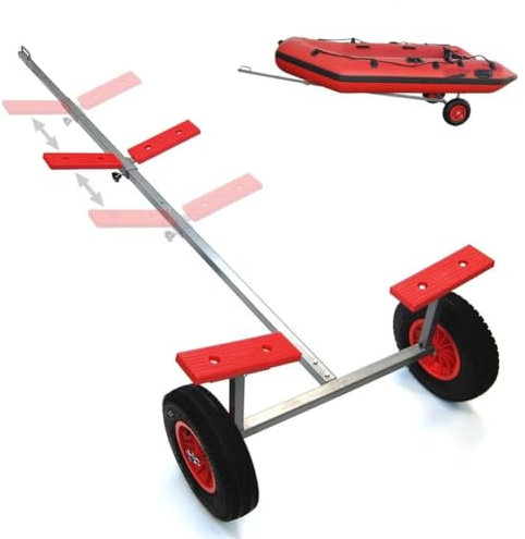 Boat Trailer Dolly, Carbon Steel Trailer Mover With 96''-116'' Adjustable Length, For Moving Kayak Motorboat Fishing Boat, 600lbs Load Capacity