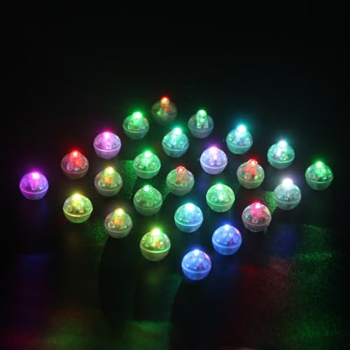 CYIOU Mini Led para Globos con Luz 50 Piezas - Vistoso Parpadear Luces Redondo para el Hogar, Boda, Cumpleaños, Año Nuevo, Halloween, Fiesta de Navidad - Decoración